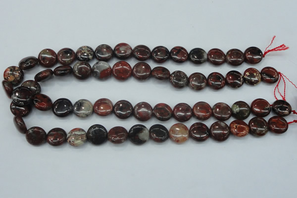 CBD05 15.5 inches 15mm flat round brecciated jasper gemstone beads
