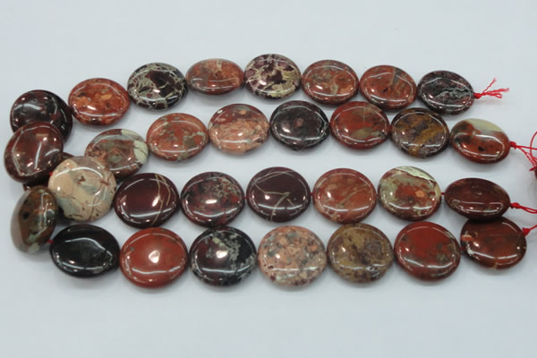 CBD07 15.5 inches 25mm flat round brecciated jasper gemstone beads