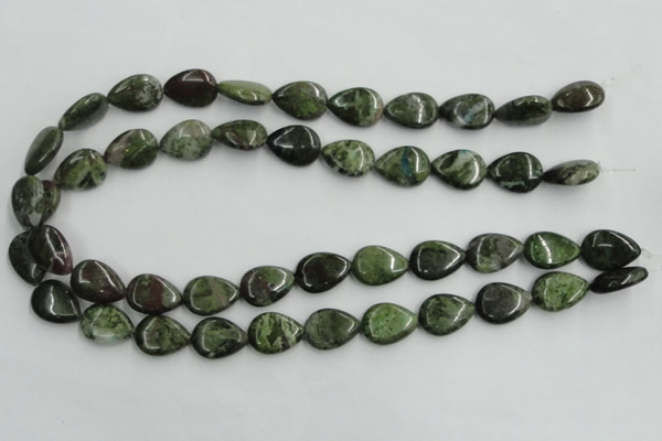 CBG09 15.5 inches 13*18mm flat teardrop bronze green gemstone beads