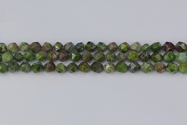 CBG109 15.5 inches 8mm faceted nuggets bronze green gemstone beads