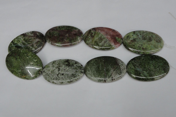CBG33 15.5 inches 35*50mm oval bronze green gemstone beads