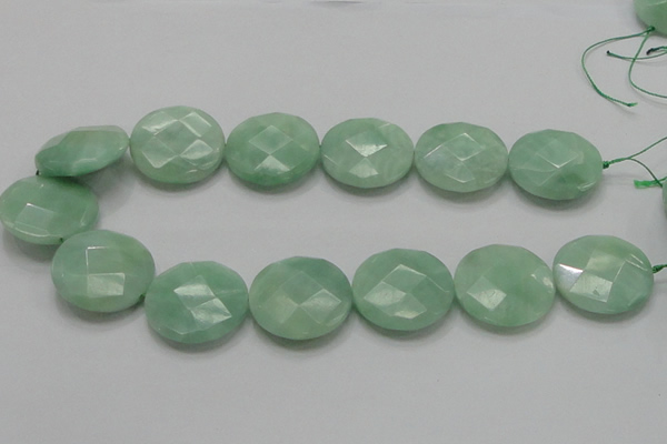 CBJ40 15.5 inches 30mm faceted flat round jade beads wholesale