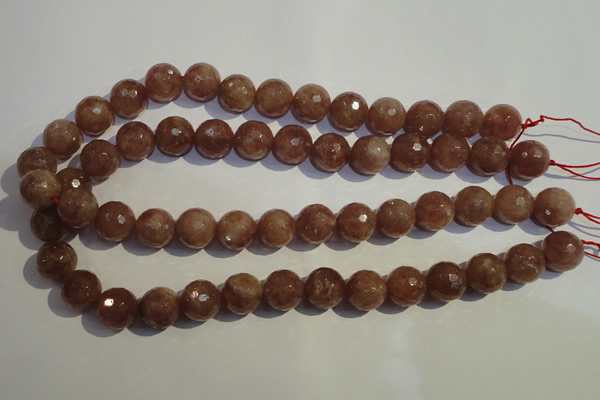 CBQ11 15.5 inches 12mm faceted round strawberry quartz beads