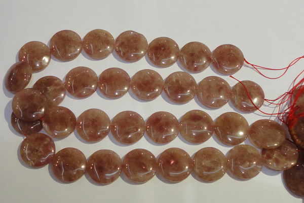 CBQ19 15.5 inches 25mm flat round strawberry quartz beads wholesale
