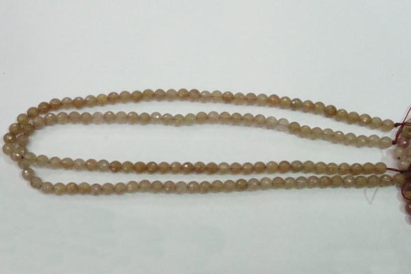 CBQ211 15.5 inches 6mm faceted round strawberry quartz beads
