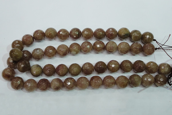 CBQ216 15.5 inches 16mm faceted round strawberry quartz beads