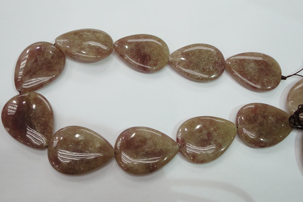 CBQ239 15.5 inches 30*40mm flat teardrop strawberry quartz beads