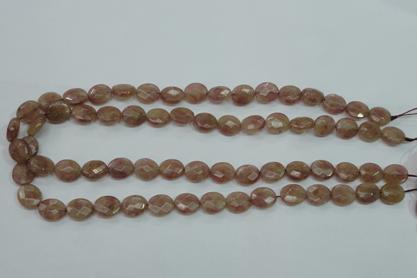 CBQ251 15.5 inches 10*12mm faceted oval strawberry quartz beads