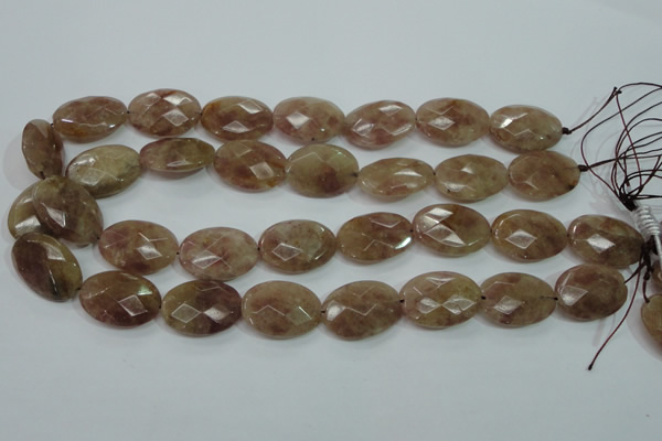 CBQ254 15.5 inches 18*25mm faceted oval strawberry quartz beads