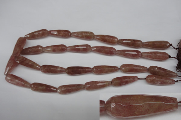 CBQ275 15.5 inches 10*30mm faceted teardrop strawberry quartz beads