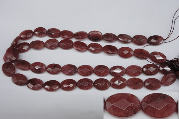 CBQ278 15.5 inches 13*18mm faceted oval strawberry quartz beads