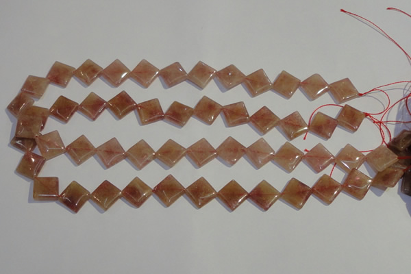 CBQ32 15.5 inches 12*12mm diamond strawberry quartz beads wholesale