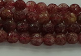 CBQ330 15.5 inches 4mm faceted round strawberry quartz beads