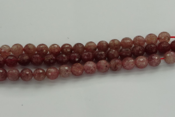 CBQ333 15.5 inches 10mm faceted round strawberry quartz beads