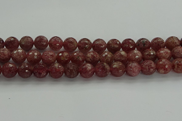 CBQ334 15.5 inches 12mm faceted round strawberry quartz beads