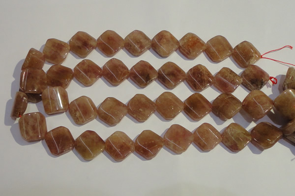 CBQ35 15.5 inches 18*18mm faceted diamond strawberry quartz beads