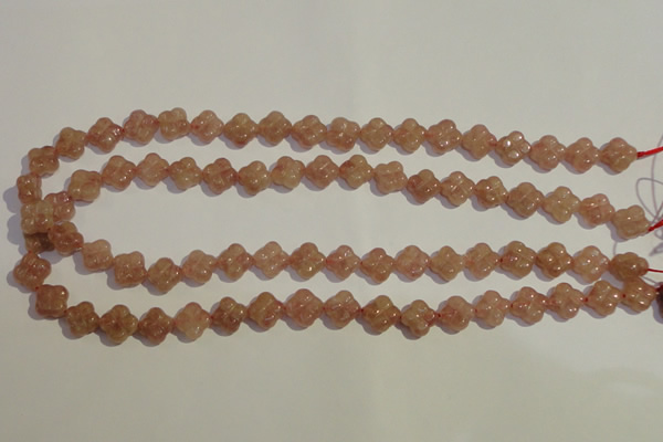 CBQ36 15.5 inches 11mm carved flower strawberry quartz beads