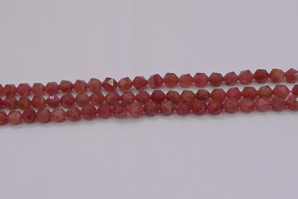 CBQ431 15.5 inches 6mm faceted nuggets strawberry quartz beads