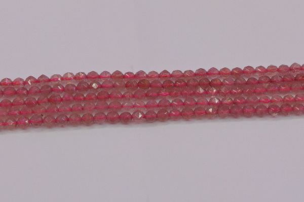 CBQ436 15.5 inches 6mm faceted nuggets strawberry quartz beads