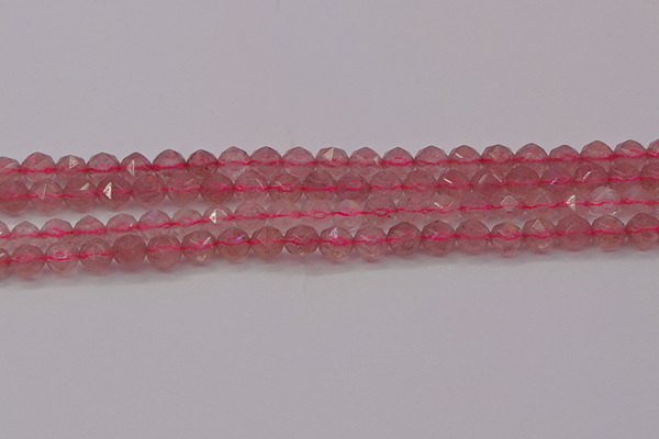 CBQ437 15.5 inches 8mm faceted nuggets strawberry quartz beads