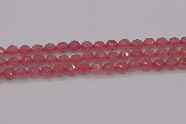 CBQ438 15.5 inches 10mm faceted nuggets strawberry quartz beads