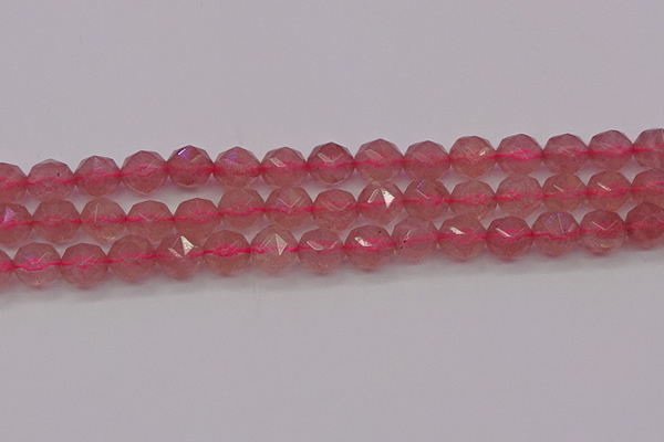 CBQ439 15.5 inches 12mm faceted nuggets strawberry quartz beads