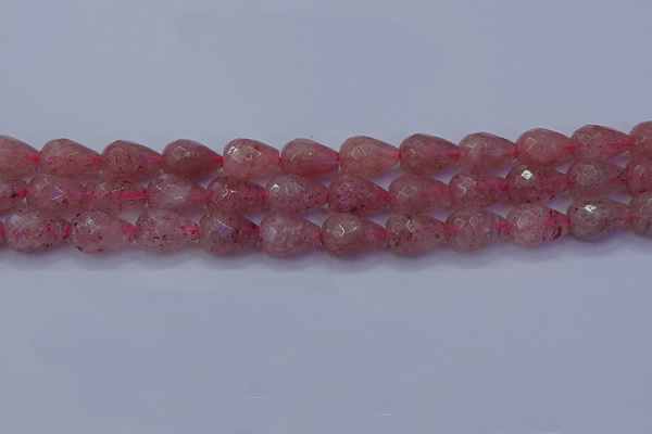 CBQ454 15.5 inches 12*16mm faceted teardrop strawberry quartz beads