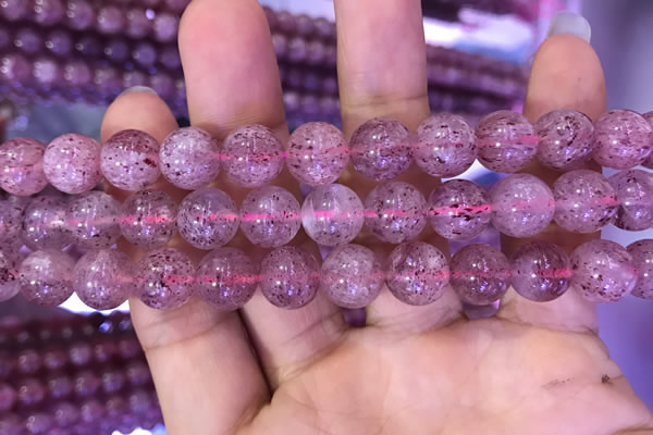 CBQ553 15.5 inches 10mm round strawberry quartz beads wholesale
