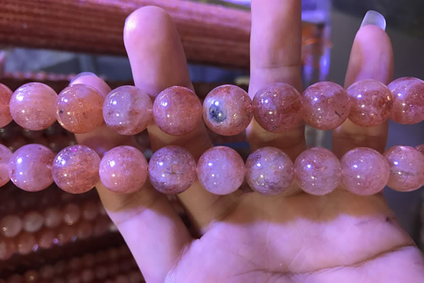CBQ563 15.5 inches 14mm round golden strawberry quartz beads