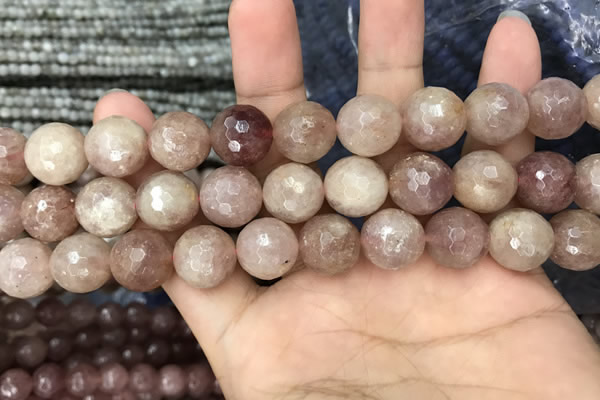 CBQ576 15.5 inches 16mm faceted round strawberry quartz beads