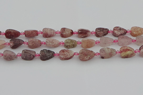 CBQ668 15.5 inches 8*12mm flat teardrop matte strawberry quartz beads