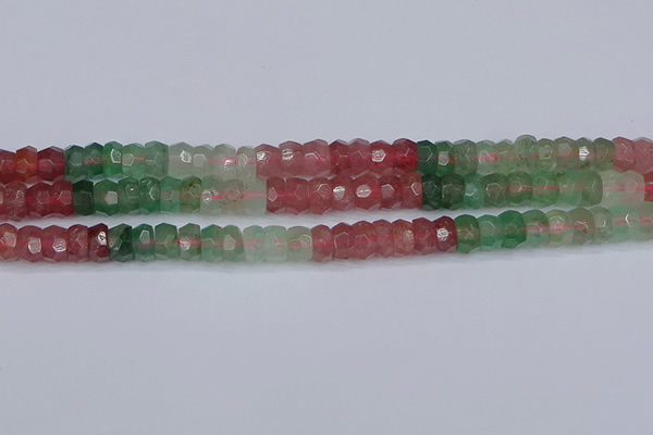 CBQ675 15.5 inches 4*7mm faceted rondelle mixed strawberry quartz beads
