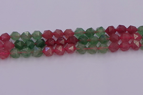 CBQ684 15.5 inches 12mm faceted nuggets mixed strawberry quartz beads
