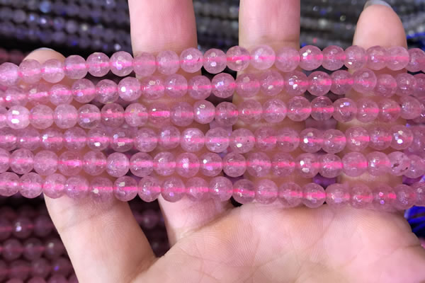 CBQ687 15.5 inches 6mm faceted round strawberry quartz gemstone beads