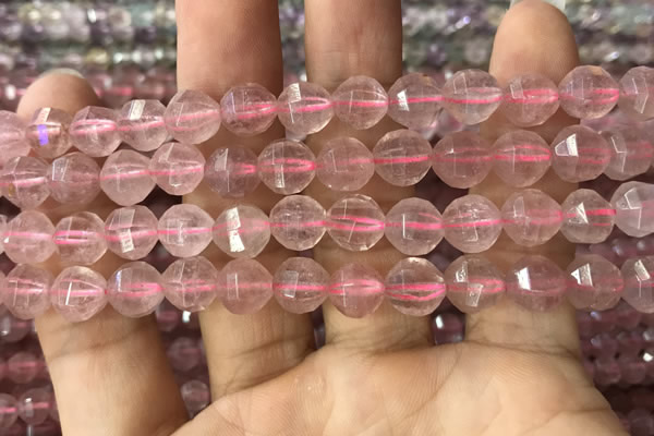 CBQ691 15.5 inches 8mm faceted round strawberry quartz beads