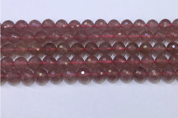 CBQ702 15.5 inches 8mmm faceted round strawberry quartz beads