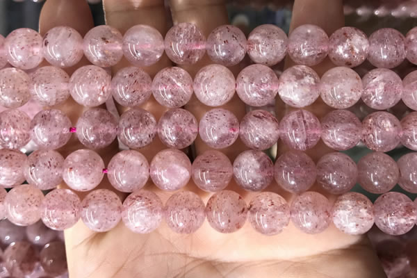 CBQ708 15.5 inches 10mm round strawberry quartz beads wholesale