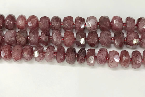 CBQ712 15.5 inches 6*12mm - 8*13mm faceted tyre strawberry quartz beads