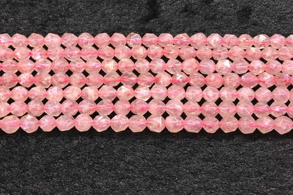 CBQ718 15.5 inches 6mm faceted nuggets strawberry quartz beads