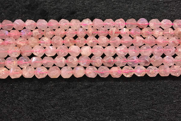 CBQ719 15.5 inches 8mm faceted nuggets strawberry quartz beads