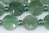 CBQ754 15.5 inches 10mm faceted coin green strawberry quartz beads