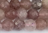 CBQ762 15 inches 7mm faceted round strawberry quartz beads
