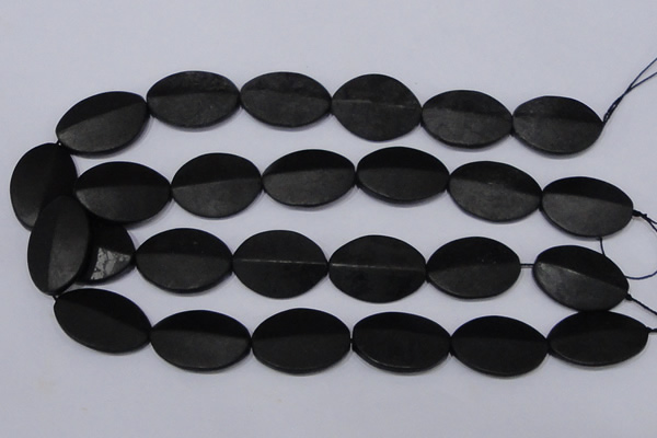 CBS12 15.5 inches 18*25mm oval black stone beads wholesale