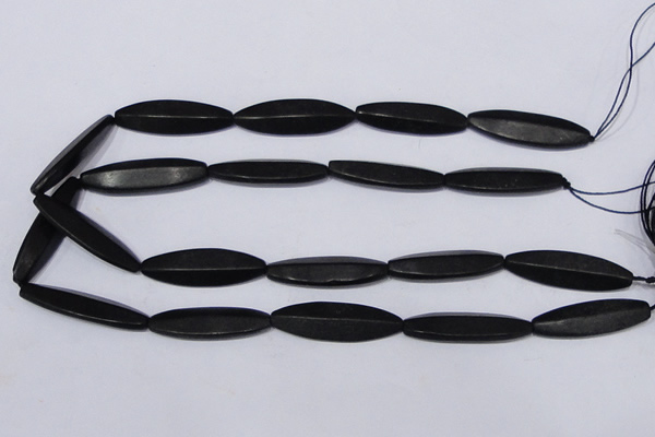 CBS14 15.5 inches 12*40mm marquise black stone beads wholesale