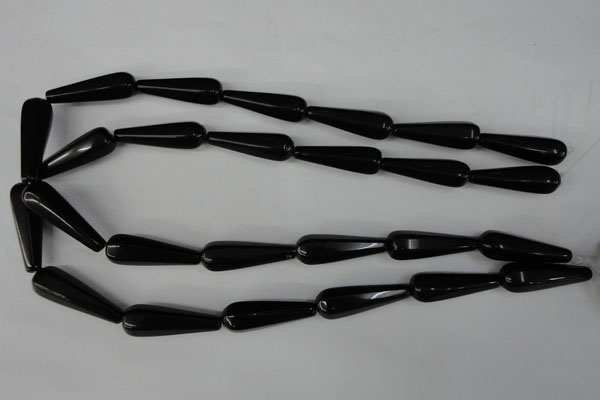 CBS218 15.5 inches 10*30mm faceted teardrop blackstone beads wholesale