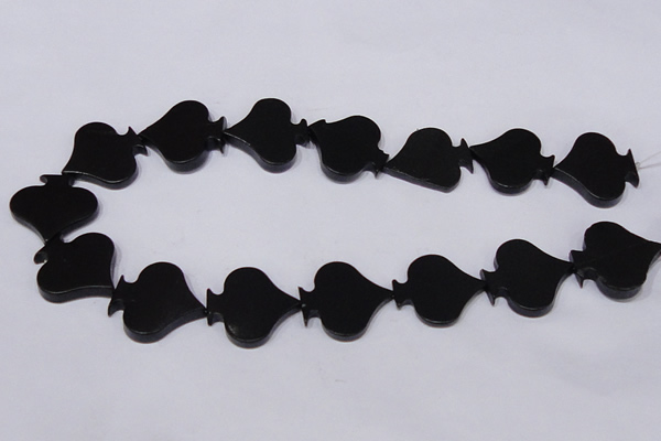 CBS22 15.5 inches 28*28mm heart black stone beads wholesale