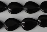 CBS265 15.5 inches 13*18mm flat teardrop blackstone beads wholesale