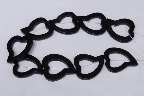 CBS31 15.5 inches 5*35*40mm heart black stone beads wholesale