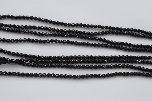 CBS503 15.5 inches 4mm faceted round A grade black spinel beads