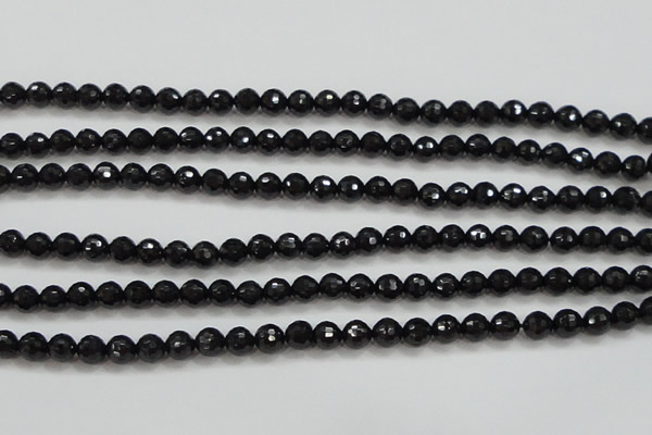 CBS556 15.5 inches 6mm faceted round AA grade black spinel beads